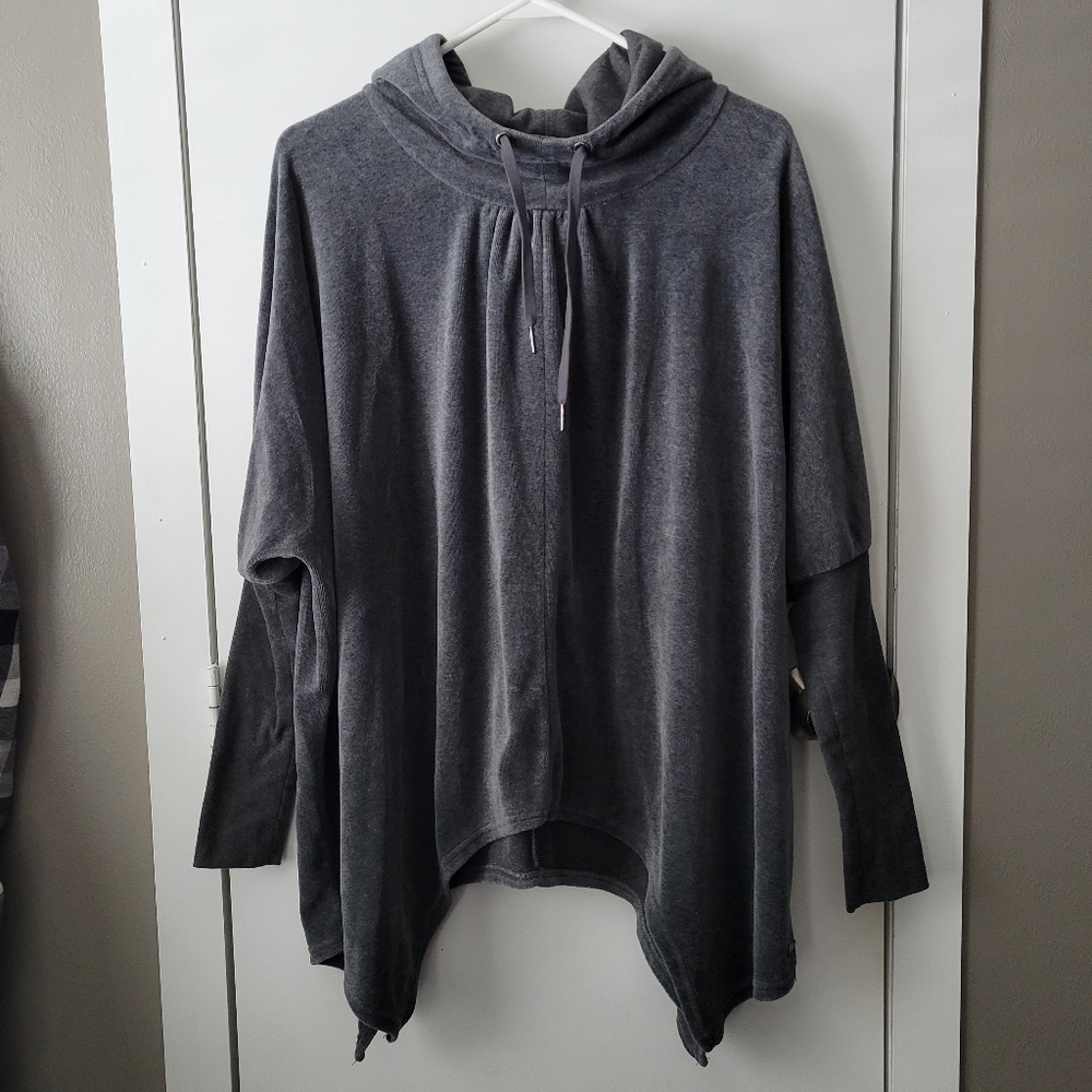 Calvin Klein gray velour poncho style hoodie